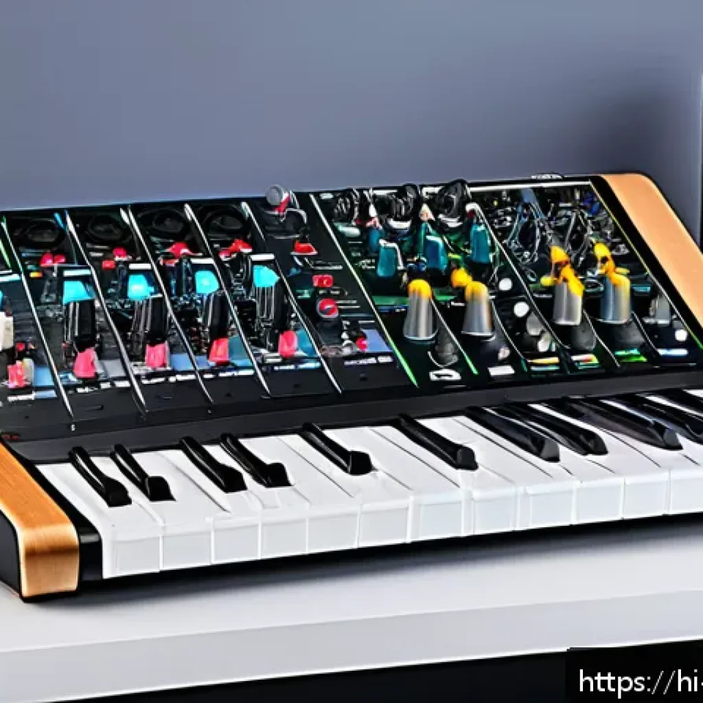포터블 오디오 믹서기 - A professional portable audio mixer setup on a compact table in a home studio environment, featuring...