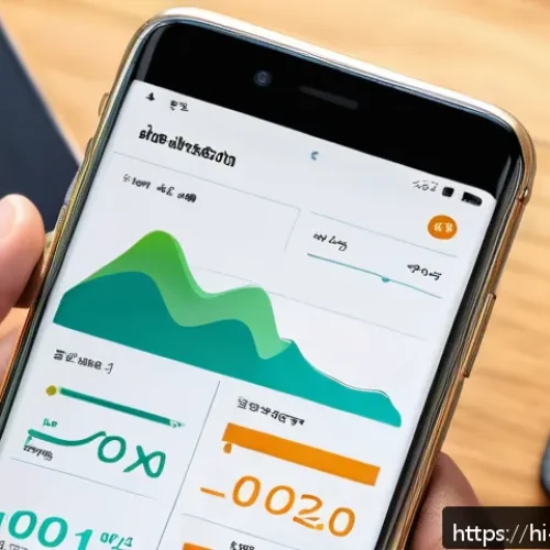 Home 17 스마트 체중계 연동 앱 - A modern smart weight scale app interface displayed on a sleek smartphone screen, showing clear grap...